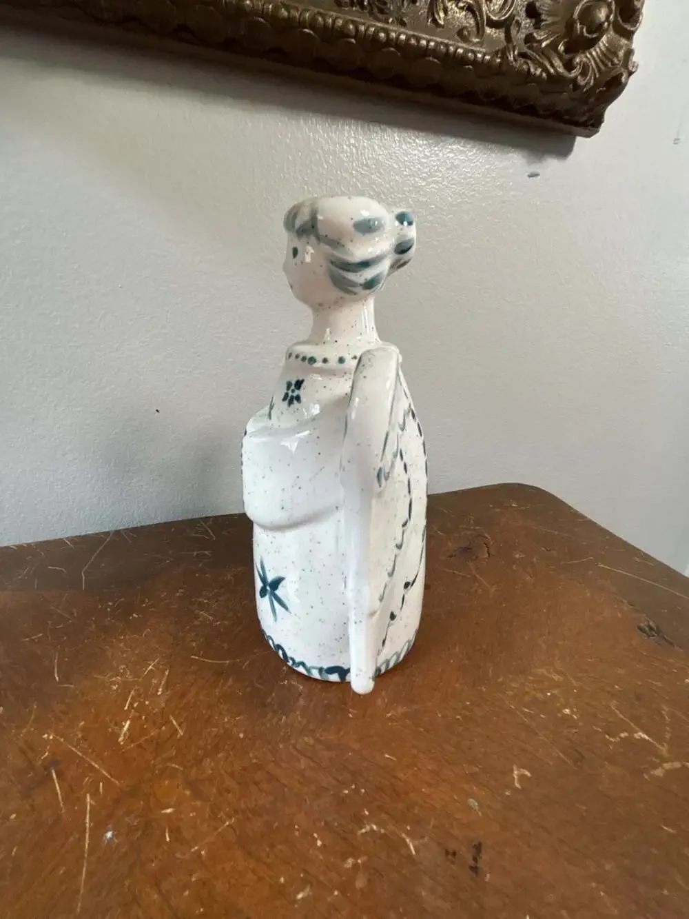 Vintage Hand-Painted Ceramic Angel Candle Holder signed DHO